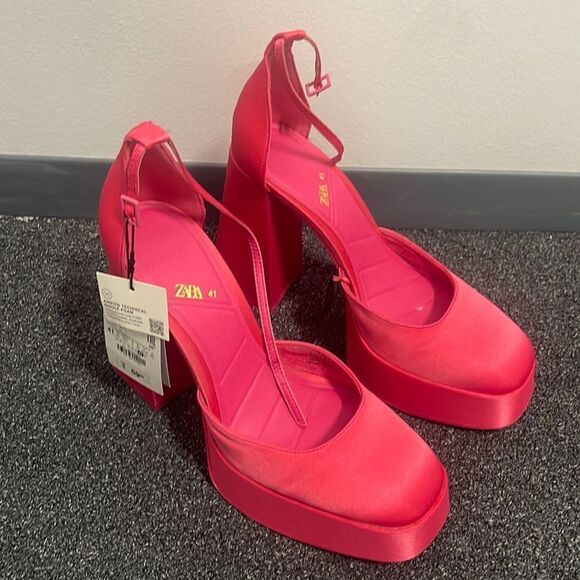 Zara Pink Chunky Heels - Picture 1 of 5